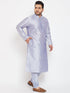 Vastramay Men's Plus Size Lavender Silk Blend Kurta Pyjama Set